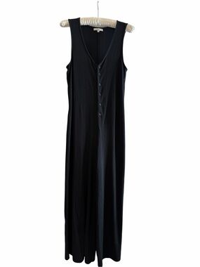 Z Supply Black Sleeveless Ribbed Wide Leg Jumpsuit